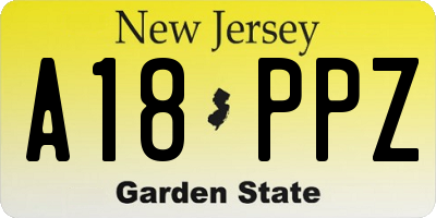 NJ license plate A18PPZ