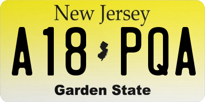 NJ license plate A18PQA