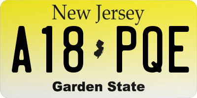 NJ license plate A18PQE