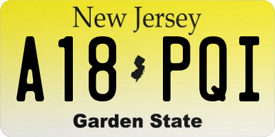 NJ license plate A18PQI