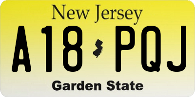 NJ license plate A18PQJ