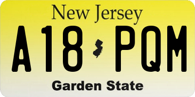 NJ license plate A18PQM