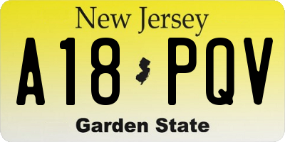 NJ license plate A18PQV