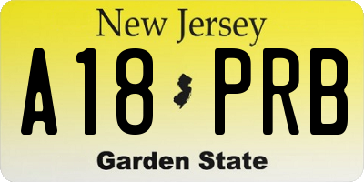 NJ license plate A18PRB