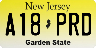 NJ license plate A18PRD