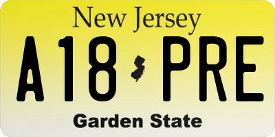 NJ license plate A18PRE