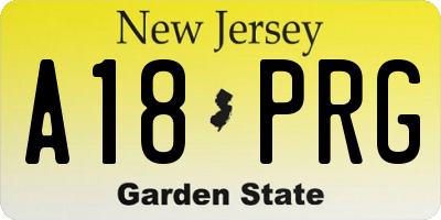 NJ license plate A18PRG