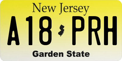 NJ license plate A18PRH
