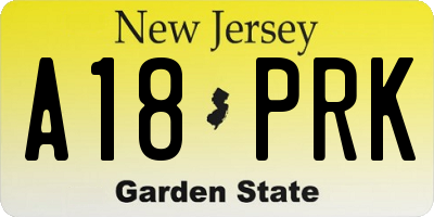 NJ license plate A18PRK