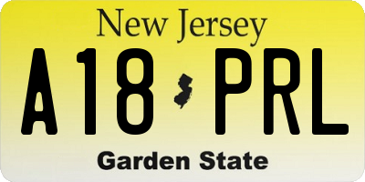 NJ license plate A18PRL