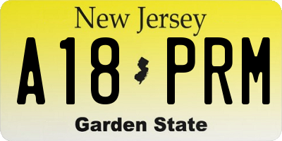 NJ license plate A18PRM