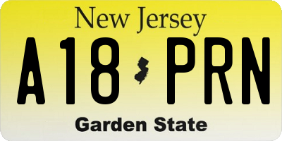 NJ license plate A18PRN