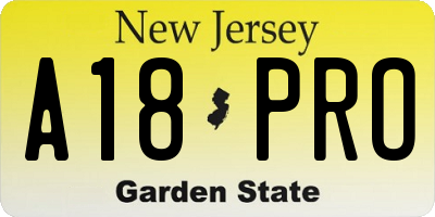 NJ license plate A18PRO