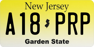 NJ license plate A18PRP