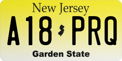 NJ license plate A18PRQ