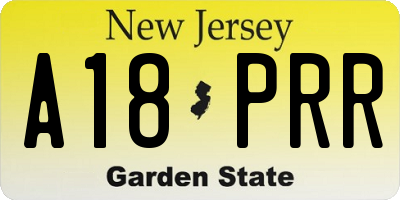 NJ license plate A18PRR