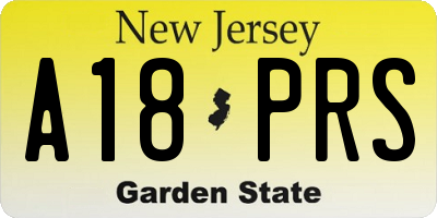 NJ license plate A18PRS