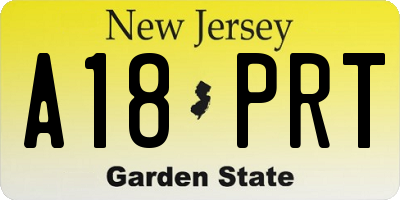NJ license plate A18PRT
