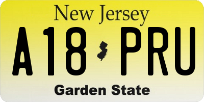 NJ license plate A18PRU