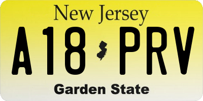 NJ license plate A18PRV