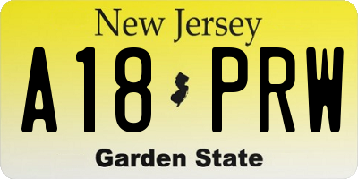 NJ license plate A18PRW