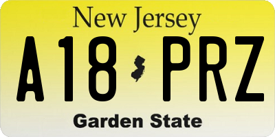 NJ license plate A18PRZ