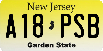 NJ license plate A18PSB