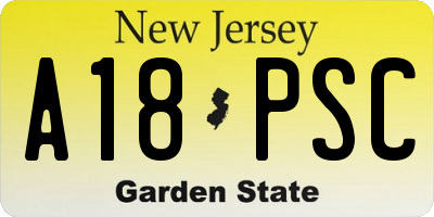 NJ license plate A18PSC