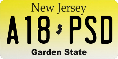 NJ license plate A18PSD