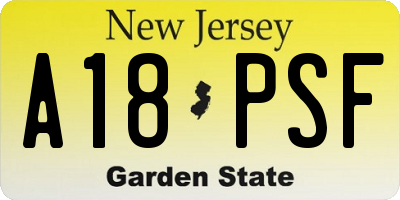 NJ license plate A18PSF