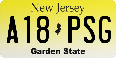 NJ license plate A18PSG