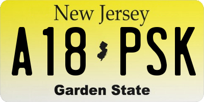 NJ license plate A18PSK