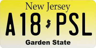NJ license plate A18PSL