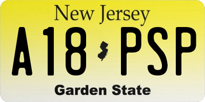 NJ license plate A18PSP