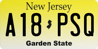 NJ license plate A18PSQ