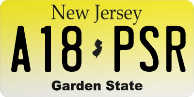 NJ license plate A18PSR