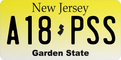 NJ license plate A18PSS