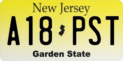 NJ license plate A18PST