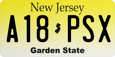 NJ license plate A18PSX