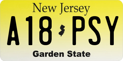 NJ license plate A18PSY
