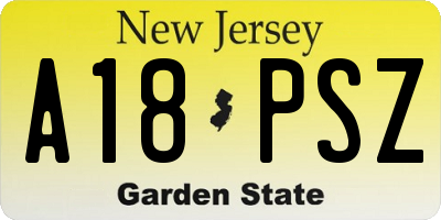 NJ license plate A18PSZ