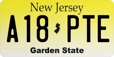 NJ license plate A18PTE