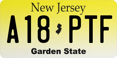 NJ license plate A18PTF