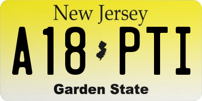NJ license plate A18PTI