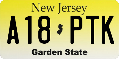 NJ license plate A18PTK