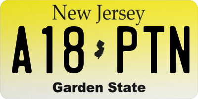 NJ license plate A18PTN