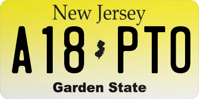 NJ license plate A18PTO