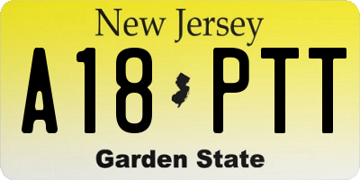 NJ license plate A18PTT