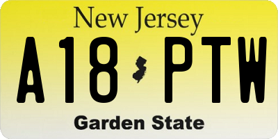 NJ license plate A18PTW