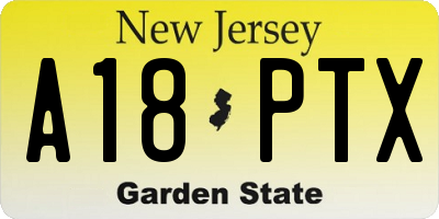 NJ license plate A18PTX